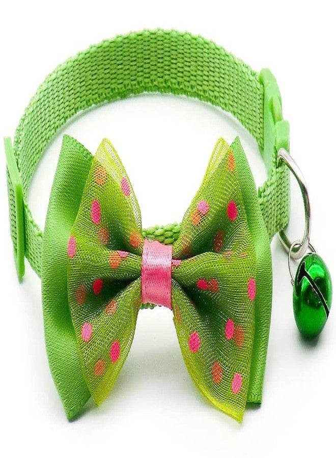 Pups&Pets Cat Collars with Bow Tie and Bell 1Pc Cat Body Paw n Bone Print Harness Leash Nylon Set 10mm Adjustable Puppy Kitten Pack of 2 (Green Color) - Image 4